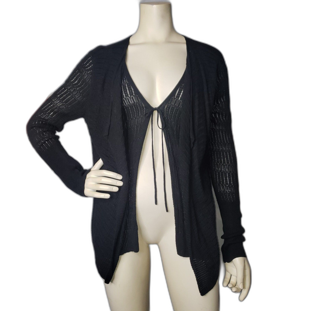 SIMPLY VERA Black Double Layer Cardigan Sweater Womens Size XL